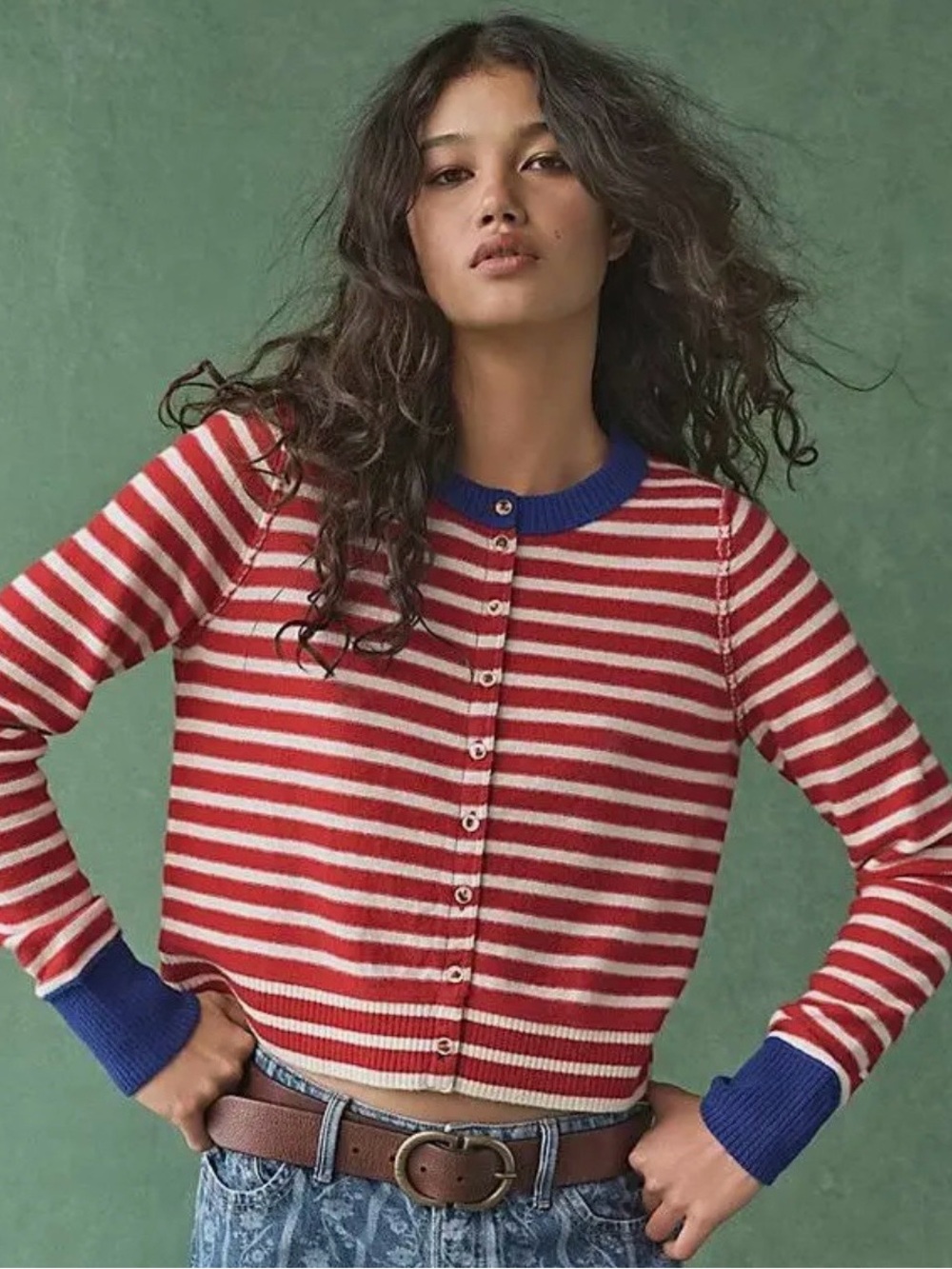 Free People Nocturnal Stripe Cardi Sweater NWT